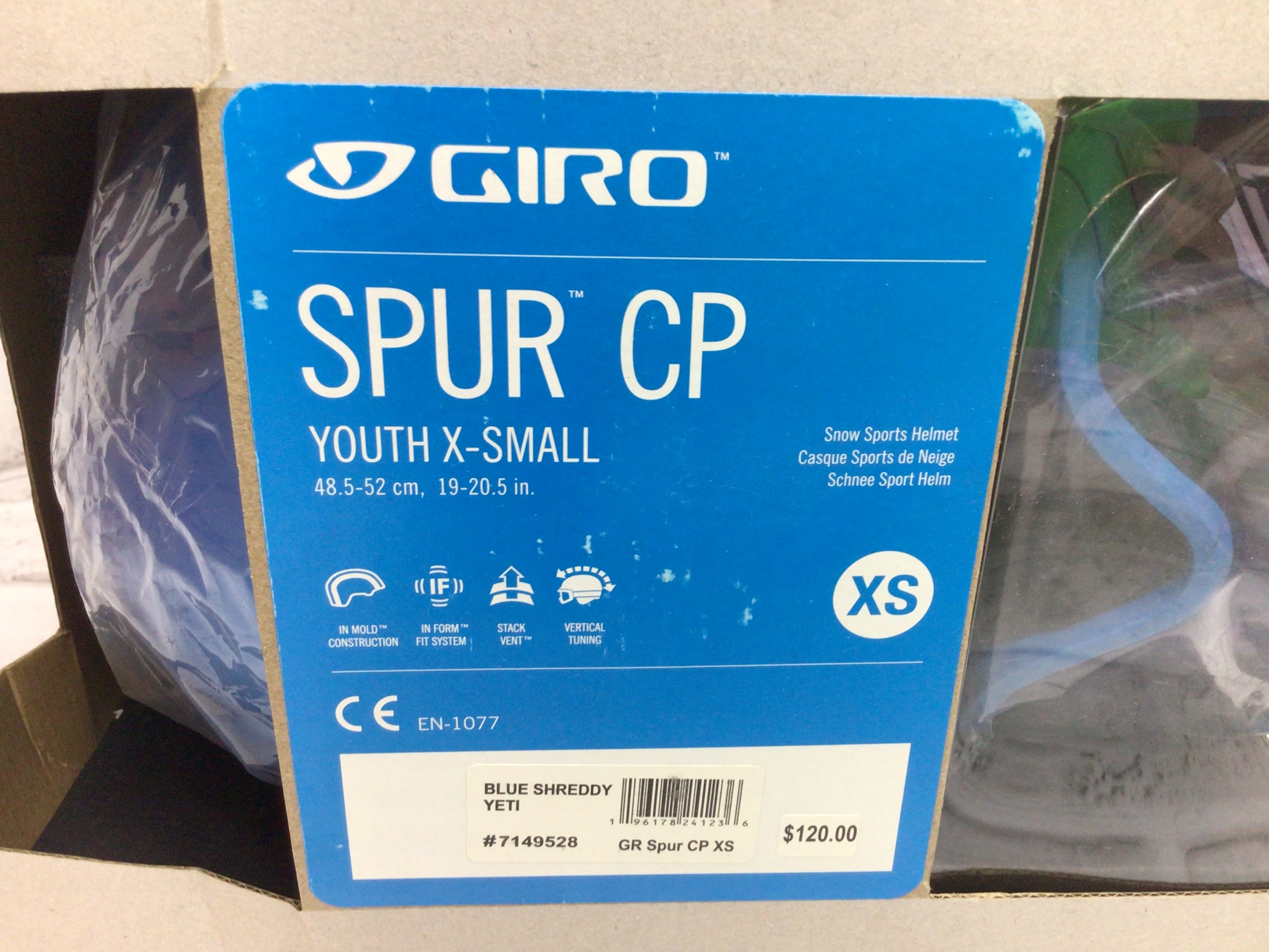 GIRO Spur CP Blue Shreddy Yeti Snow Helmet/Goggles SIZE Youth Extra Small (XS) (8097250312430)